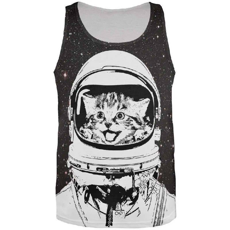 Cat Astronaut All Over Adult Tank TopRetro T-Shirts