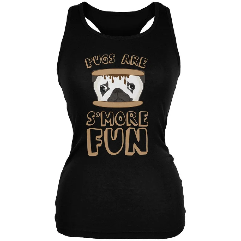 Pugs Are S'More Fun Black Juniors Soft Tank TopRuffled T-Shirts