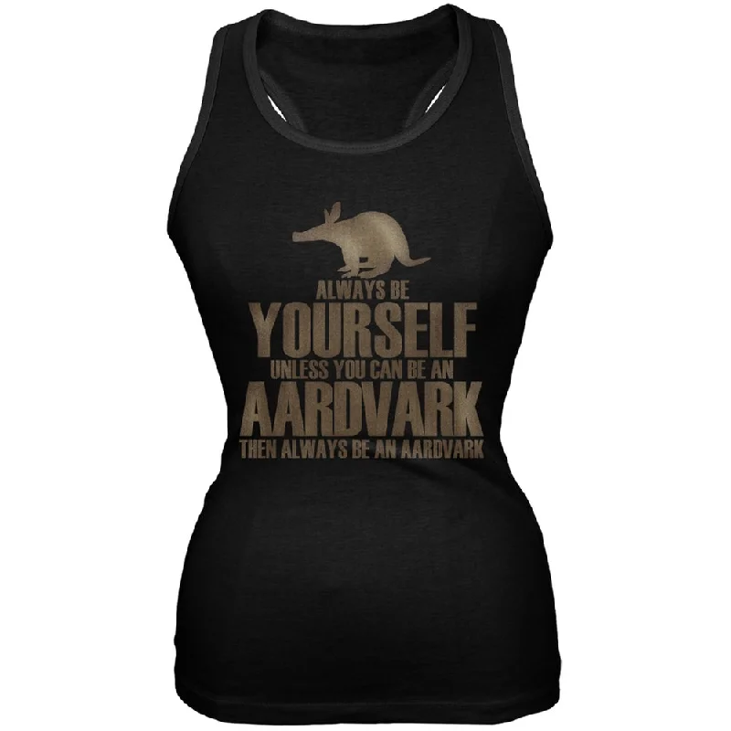 Always Be Yourself Aardvark Black Juniors Soft Tank TopBoat Neck T-Shirts