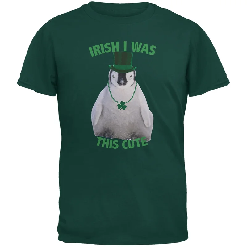 St. Patrick's Day - Irish I Was This Cute Penguin Forest Green Adult T-ShirtMinimalist T-Shirts