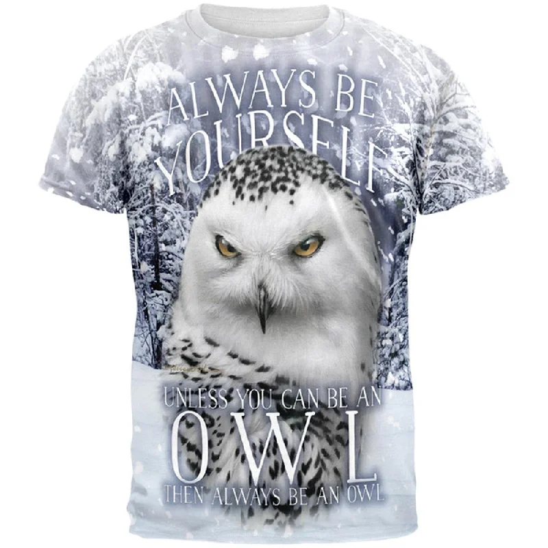 Always Be Yourself Unless Snowy Winter Owl All Over Mens T ShirtSheer T-Shirts