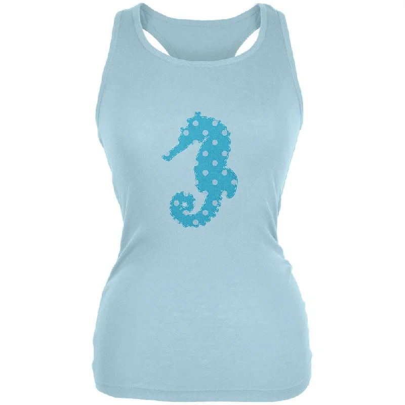 Summer - Seahorse Faux Stitched Juniors Soft Tank TopRetro T-Shirts