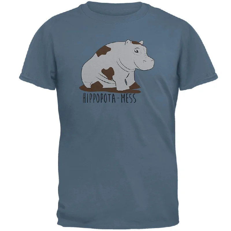 Hippo Mess Hippopotamess Funny Pun Mens T ShirtHiking T-Shirts