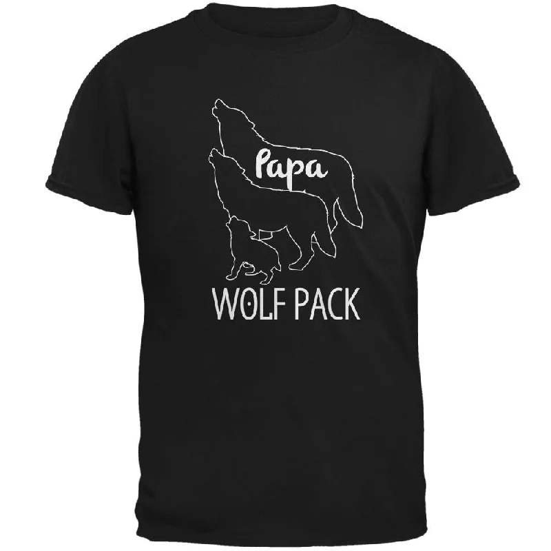 Wolf Pack Papa Dad Father Mens T ShirtCrewneck T-Shirts