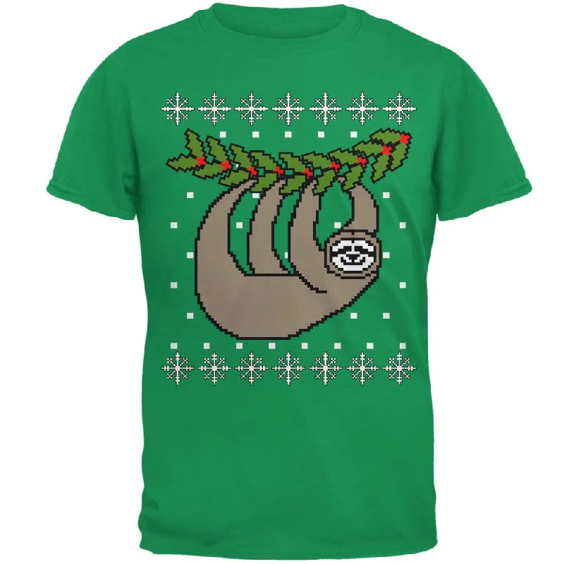 Big Hanging Sloth Ugly Christmas Sweater Mens T ShirtTie-Dye T-Shirts