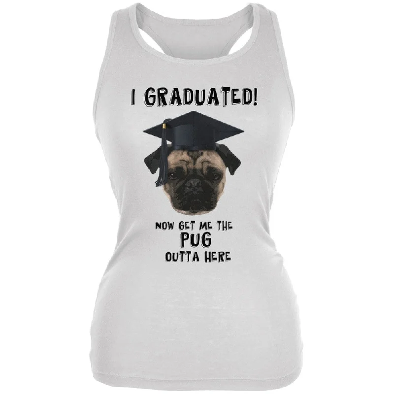 Graduation - Get The Pug Out Grad White Juniors Soft Tank TopCultural T-Shirts