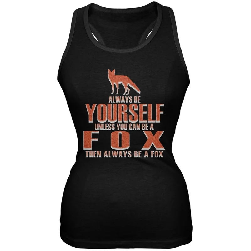 Always Be Yourself Fox Black Juniors Soft Tank TopTasseled T-Shirts