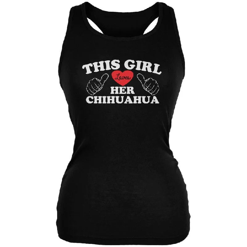 Valentines This Girl Loves Her Chihuahua Black Juniors Soft Tank TopLinen T-Shirts