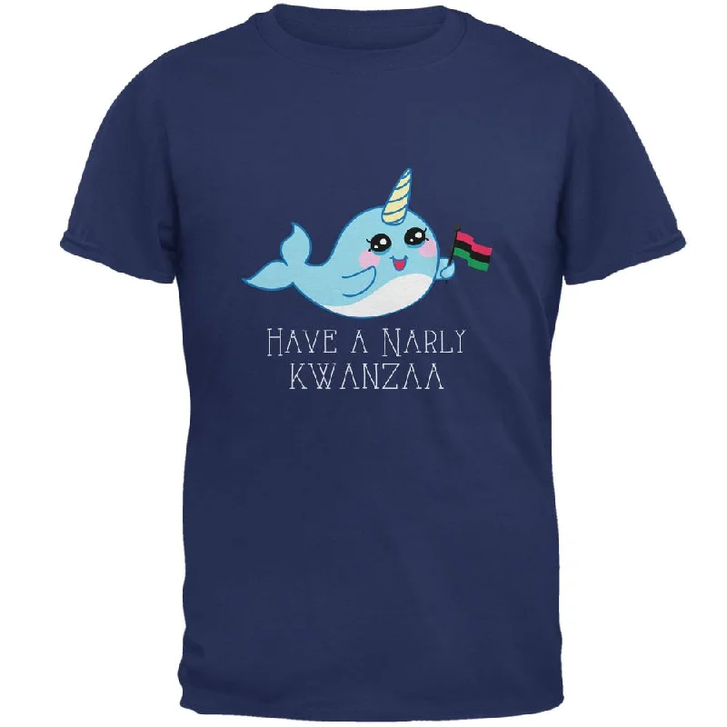 Narwhal Have a Narly Gnarly Kwanzaa Mens T ShirtPrinted T-Shirts