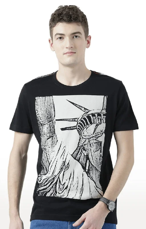 Huetrap Black Mens Short Sleeve Graphic Printed Tshirt-HT17MKGRABLK00681Streetwear Short Sleeve Tops