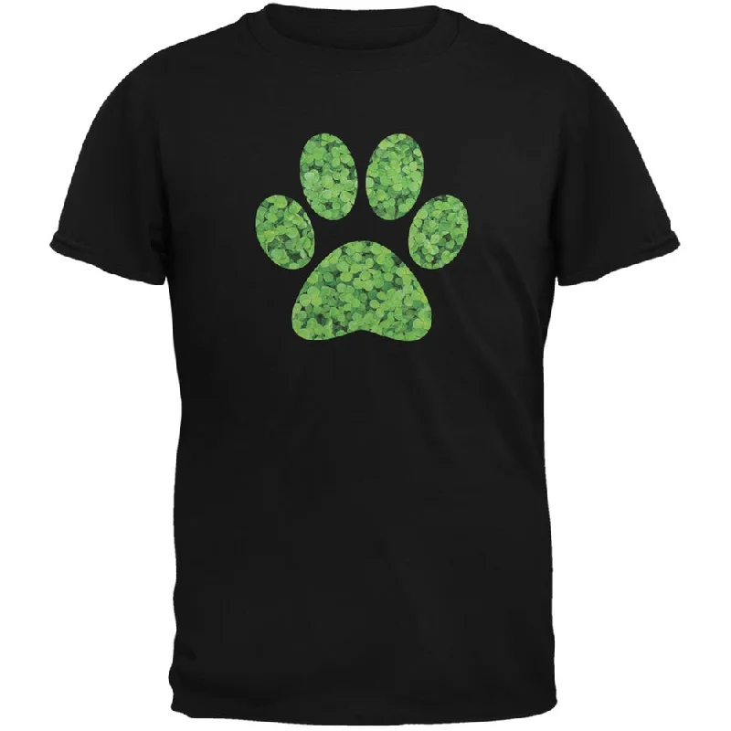 St. Patricks Day - Dog Paw Black Adult T-ShirtPrinted T-Shirts