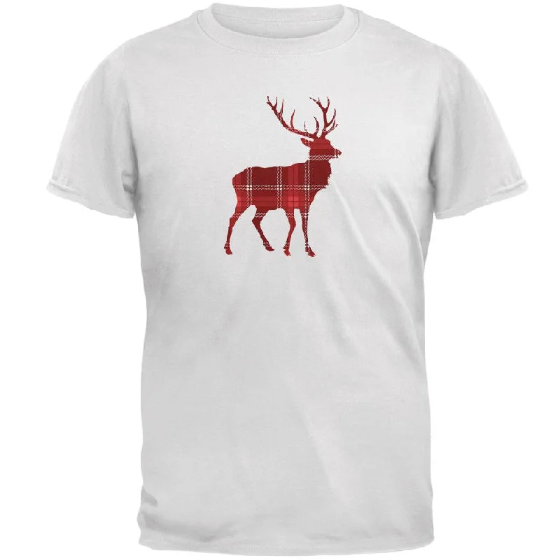 Simple Deer Buck Plaid Cute Mens T ShirtReflective T-Shirts