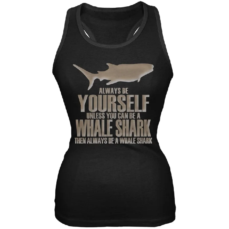 Always Be Yourself Whale Shark Black Juniors Soft Tank TopFringed T-Shirts