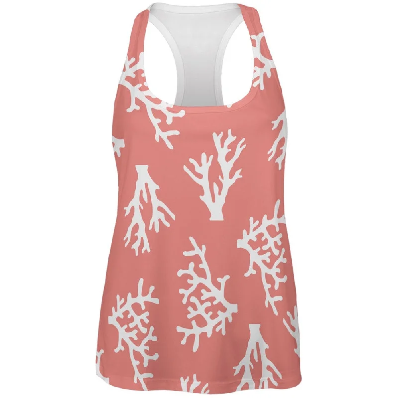 Coral on Pink All Over Womens Tank TopBranded T-Shirts