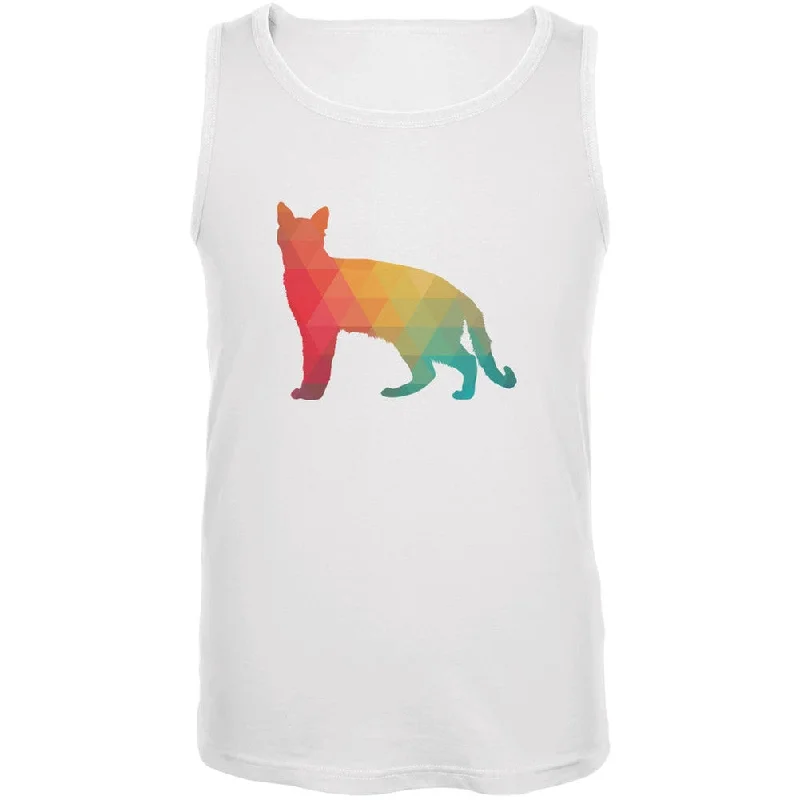 Cat Geometric White Adult Tank TopCycling T-Shirts