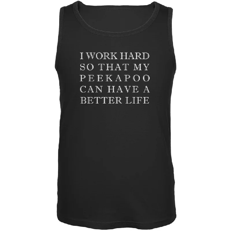 I Work Hard for My Peekapoo Black Adult Tank TopGraphic T-Shirts