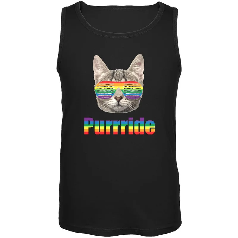 LGBT Purride Funny Cat Black Adult Tank TopOrganic Cotton T-Shirts