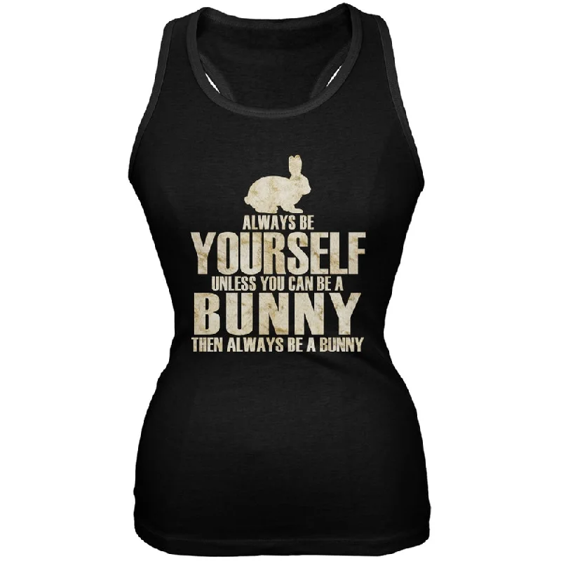 Always Be Yourself Bunny Black Juniors Soft Tank TopCropped T-Shirts