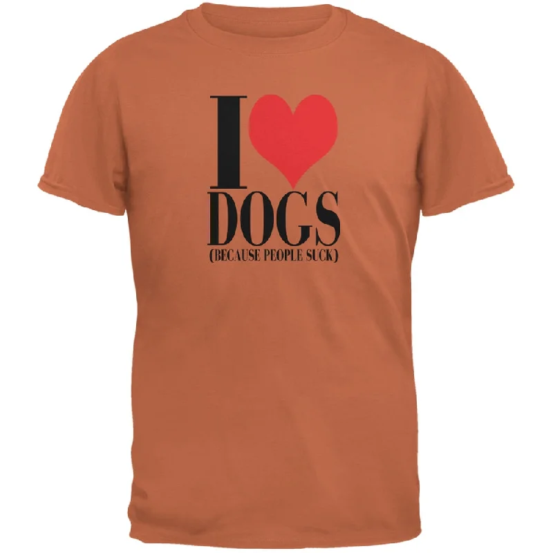 Love Dogs People Suck Texas Orange Adult T-ShirtAthletic T-Shirts