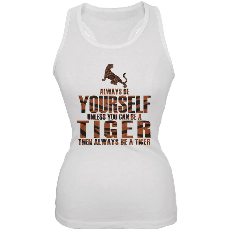 Always Be Yourself Tiger White Juniors Soft Tank TopSequined T-Shirts