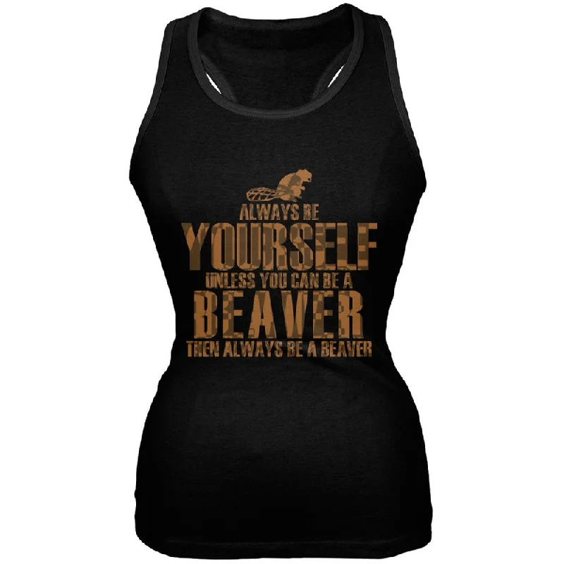 Always Be Yourself Beaver Black Juniors Soft Tank TopReflective T-Shirts