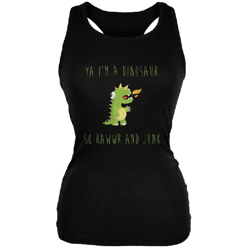 Ya I'm a Dinosaur - Goofy Black Juniors Soft Tank TopWaterproof T-Shirts