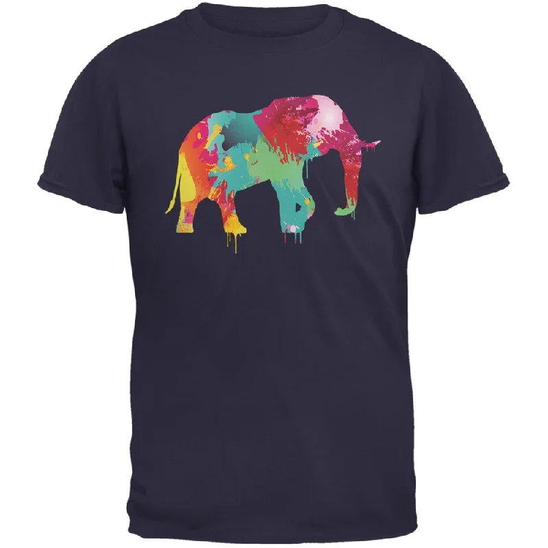 Splatter Elephant Navy Adult T-ShirtSheer T-Shirts