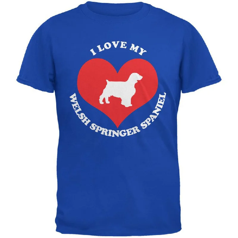 Valentines I Love My Welsh Springer Spaniel Royal Adult T-ShirtVintage T-Shirts