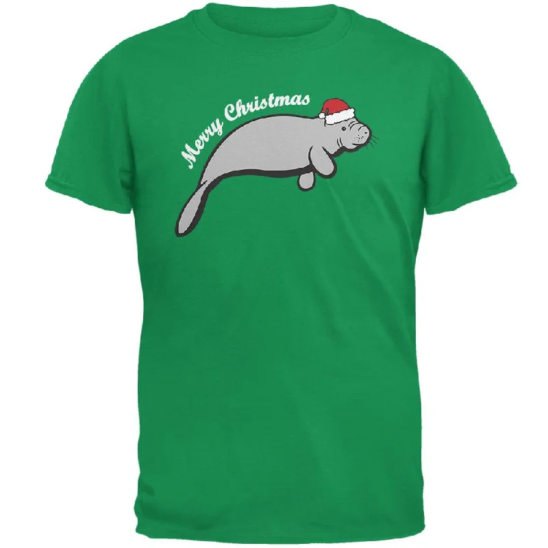 Merry Christmas Manatee Floaty Potato Mens T ShirtFleece T-Shirts