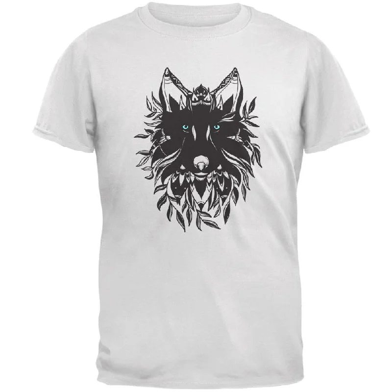 Black Wolf Line Art Mens T ShirtAsymmetrical T-Shirts