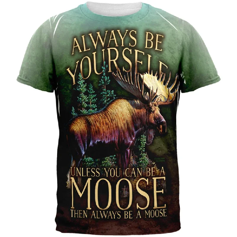 Always Be Yourself Unless Moose All Over Mens T ShirtPolyester T-Shirts