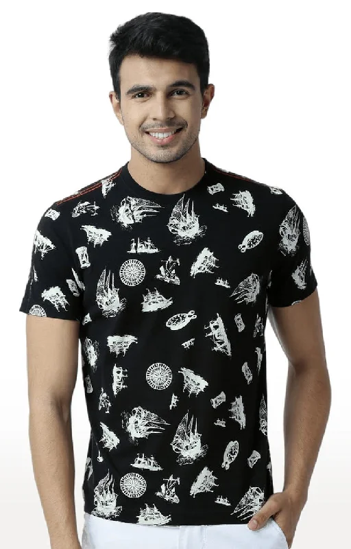 Huetrap Black Mens Short Sleeve Graphic Printed Tshirt-HT16MKGRABLK00393Urban Short Sleeve Tops