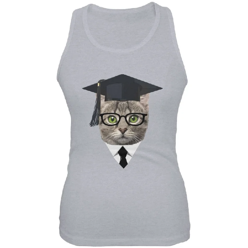 Graduation Funny Cat Heather Grey Juniors Soft Tank TopArtist T-Shirts