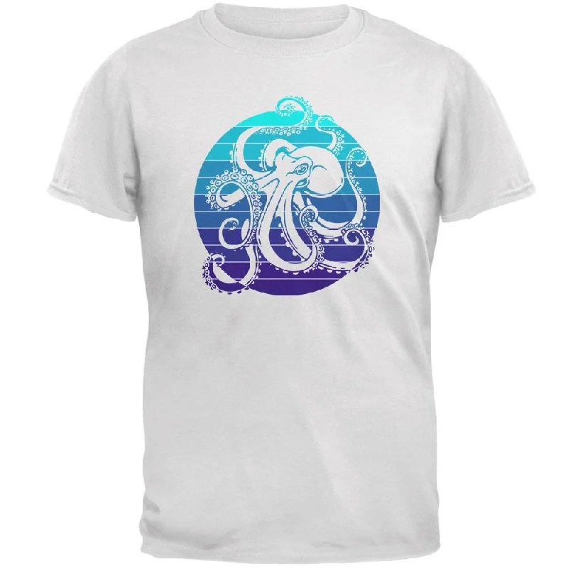 Kraken Octopus Ocean Retro Sunset Circle Mens Soft T ShirtCollege T-Shirts