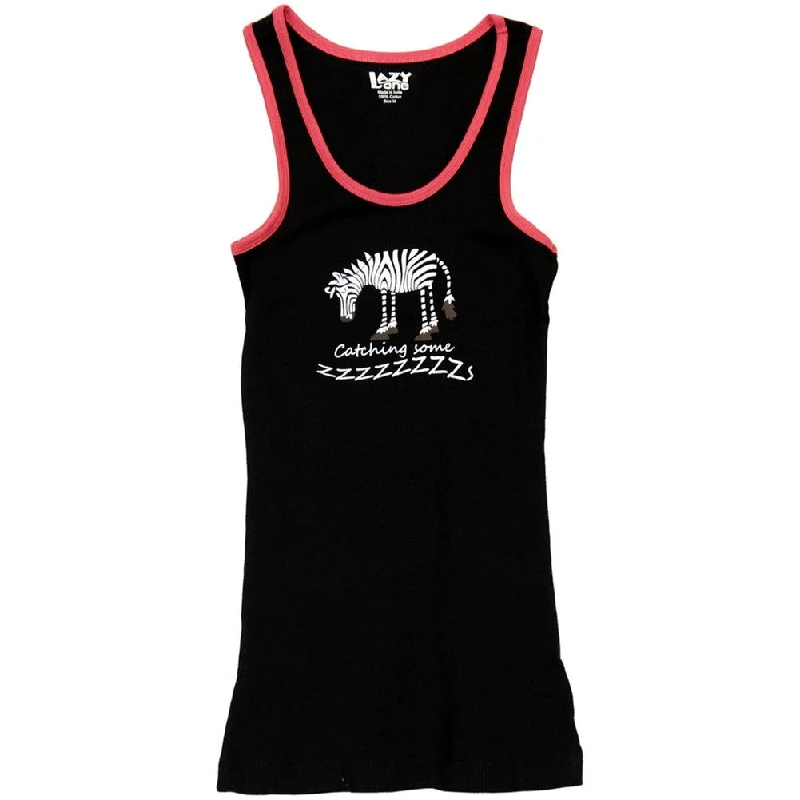 Zebra Catching Some ZZZ's Juniors Tank TopSheer T-Shirts