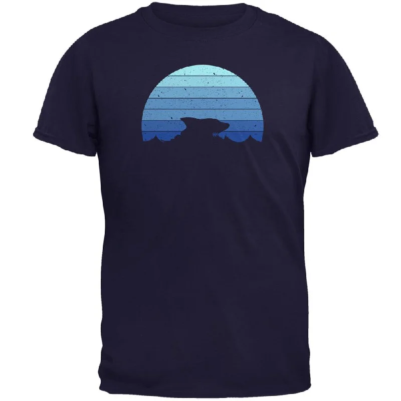 Ocean Shark Retro Sunset Blue Mens T ShirtBranded T-Shirts