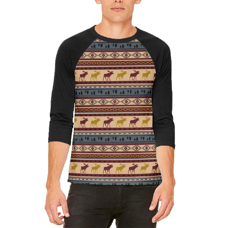 Autumn Moose Adirondack Pattern Mens Raglan T ShirtTie-Dye T-Shirts