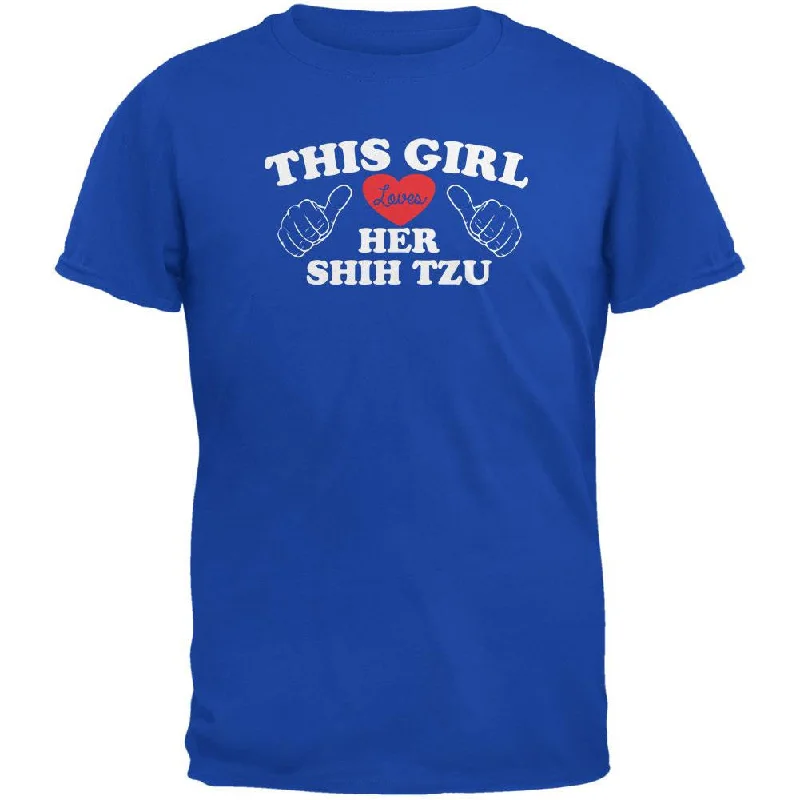 Valentines This Girl Loves Her Shih Tzu Royal Adult T-ShirtLinen T-Shirts