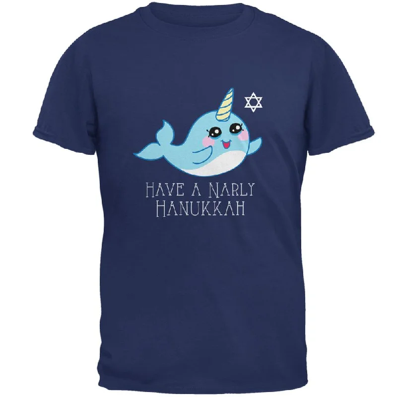 Narwhal Have a Narly Gnarly Hanukkah Mens T ShirtGraphic T-Shirts