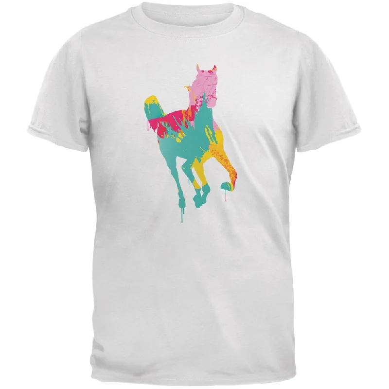 Splatter Horse White Adult T-ShirtScoop Neck T-Shirts