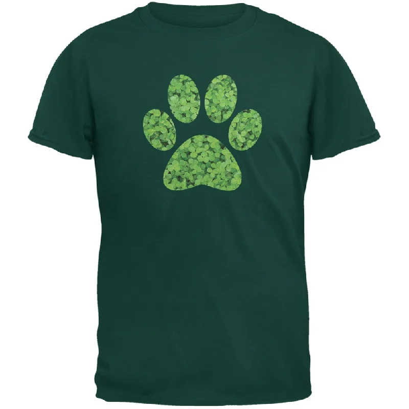 St. Patricks Day - Dog Paw Forest Green Adult T-ShirtGraphic T-Shirts