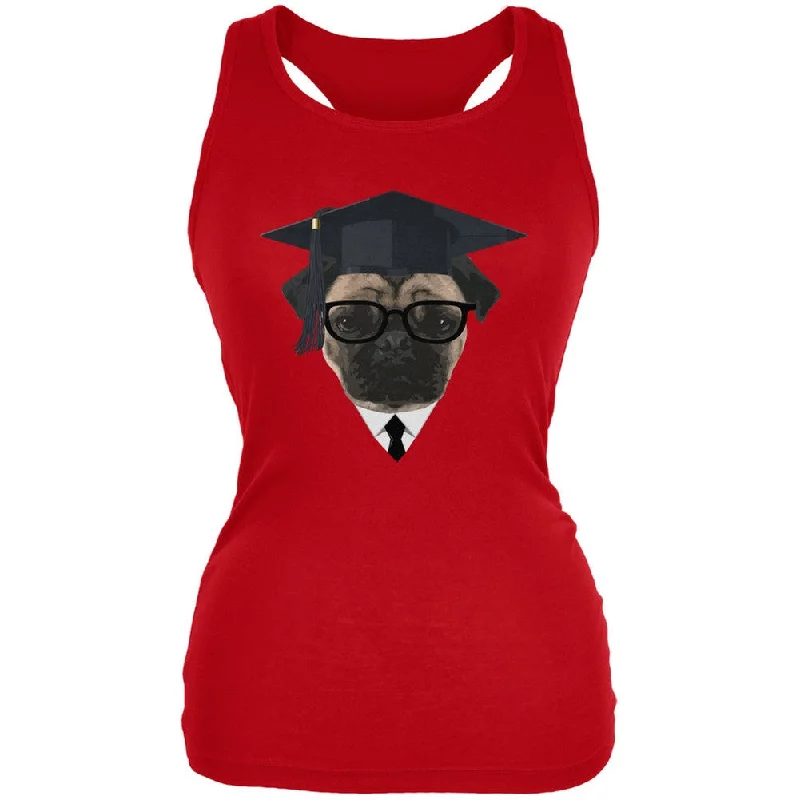 Graduation - Graduate Pug Funny Red Juniors Soft Tank TopStatement T-Shirts