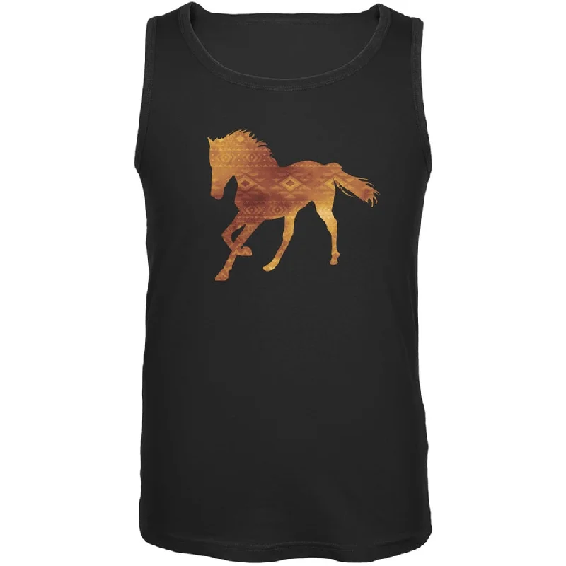 Native American Spirit Horse Black Adult Tank TopLinen T-Shirts