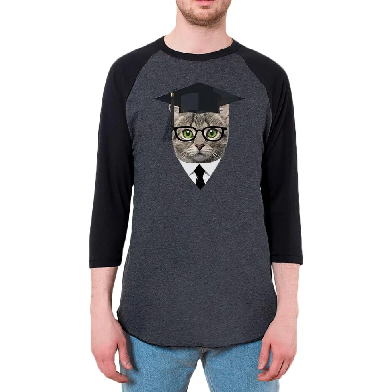 Graduation Funny Cat Mens Raglan T ShirtFrench Terry T-Shirts