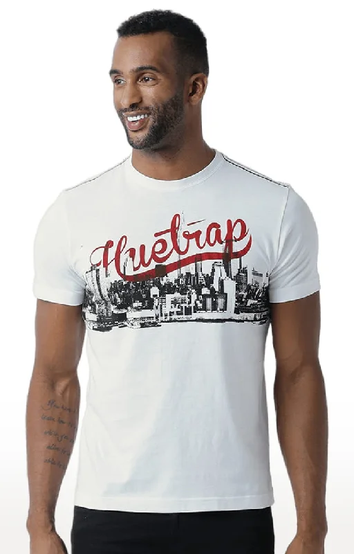 Huetrap White Mens Short Sleeve Graphic Printed Tshirt-HT15MKGRAOFW00087Graphic Short Sleeve Tops