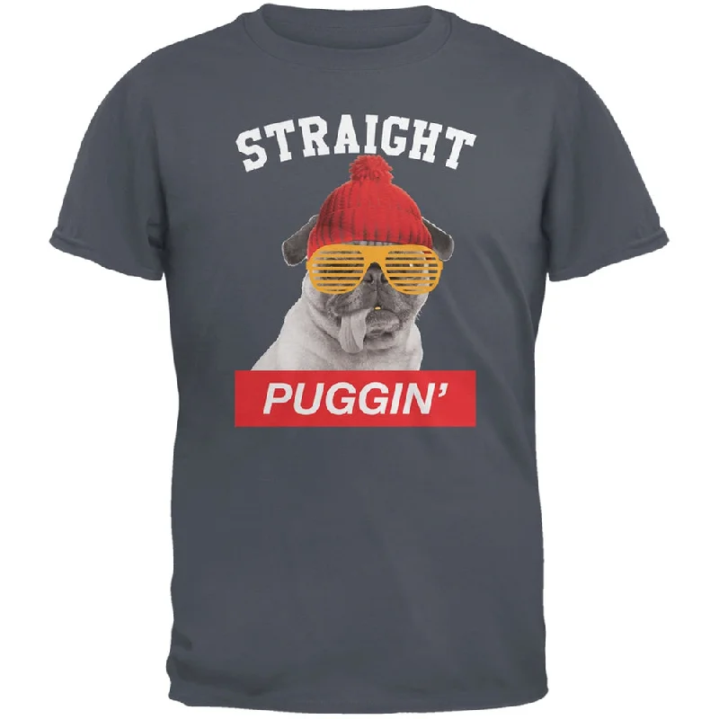 Straight Puggin' Charcoal Adult T-ShirtCotton T-Shirts