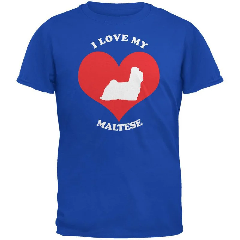 Valentines I Love My Maltese Royal Adult T-ShirtGraphic T-Shirts