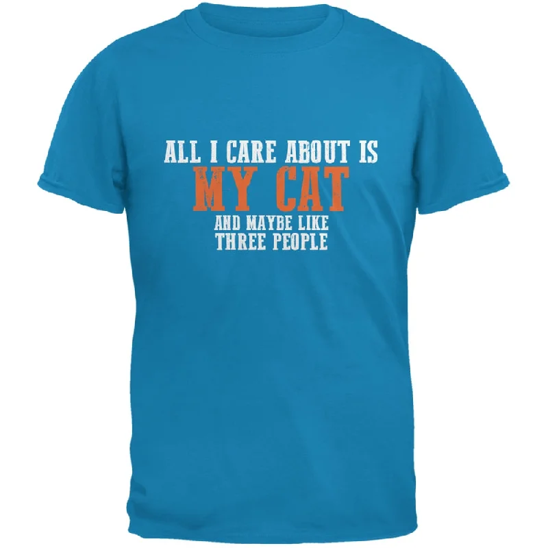 Sarcastic Care About My Cat Sapphire Blue Adult T-ShirtCompression T-Shirts