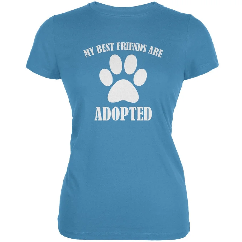 My Best Friends Are Adopted Aqua Juniors Soft T-ShirtCropped T-Shirts