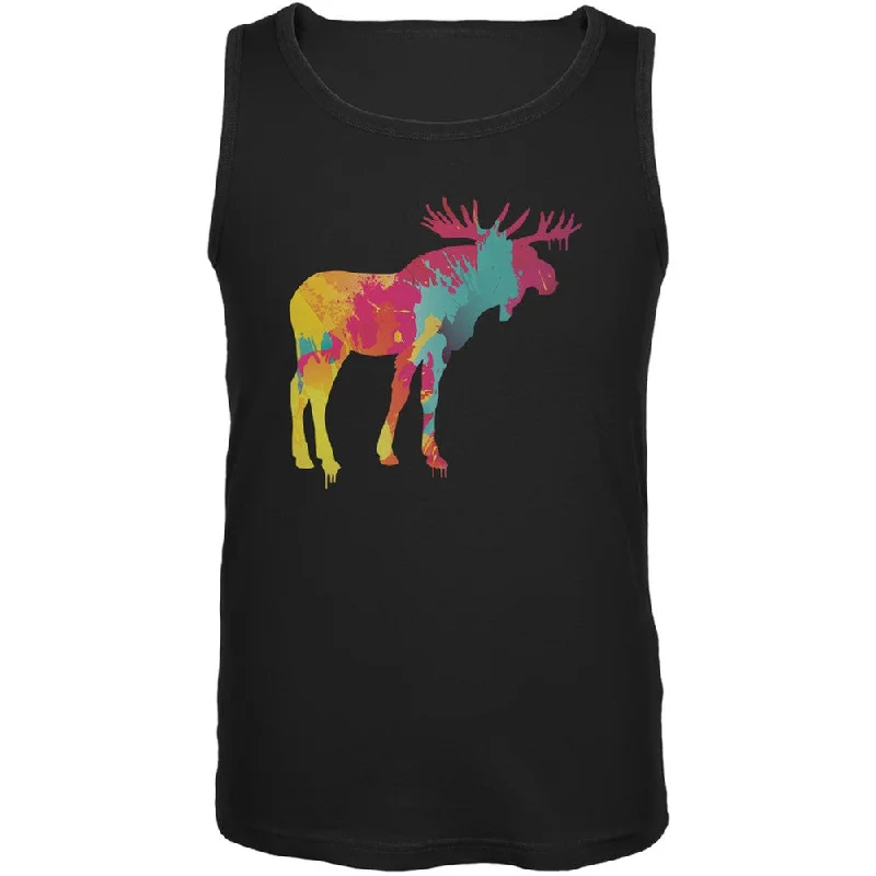 Splatter Moose Black Adult Tank TopCycling T-Shirts